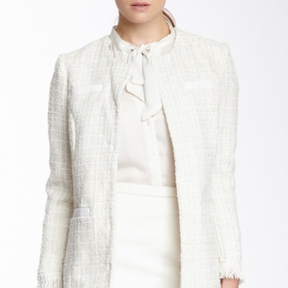 NWT Vertigo Paris Tweed Fringe Cream white Coat size XS $360 - Picture 4 of 8